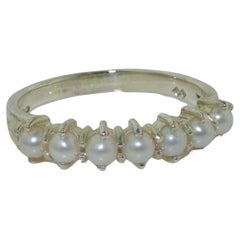 Vintage Solid 925 Sterling Silver Pearl Eternity Ring Customizable