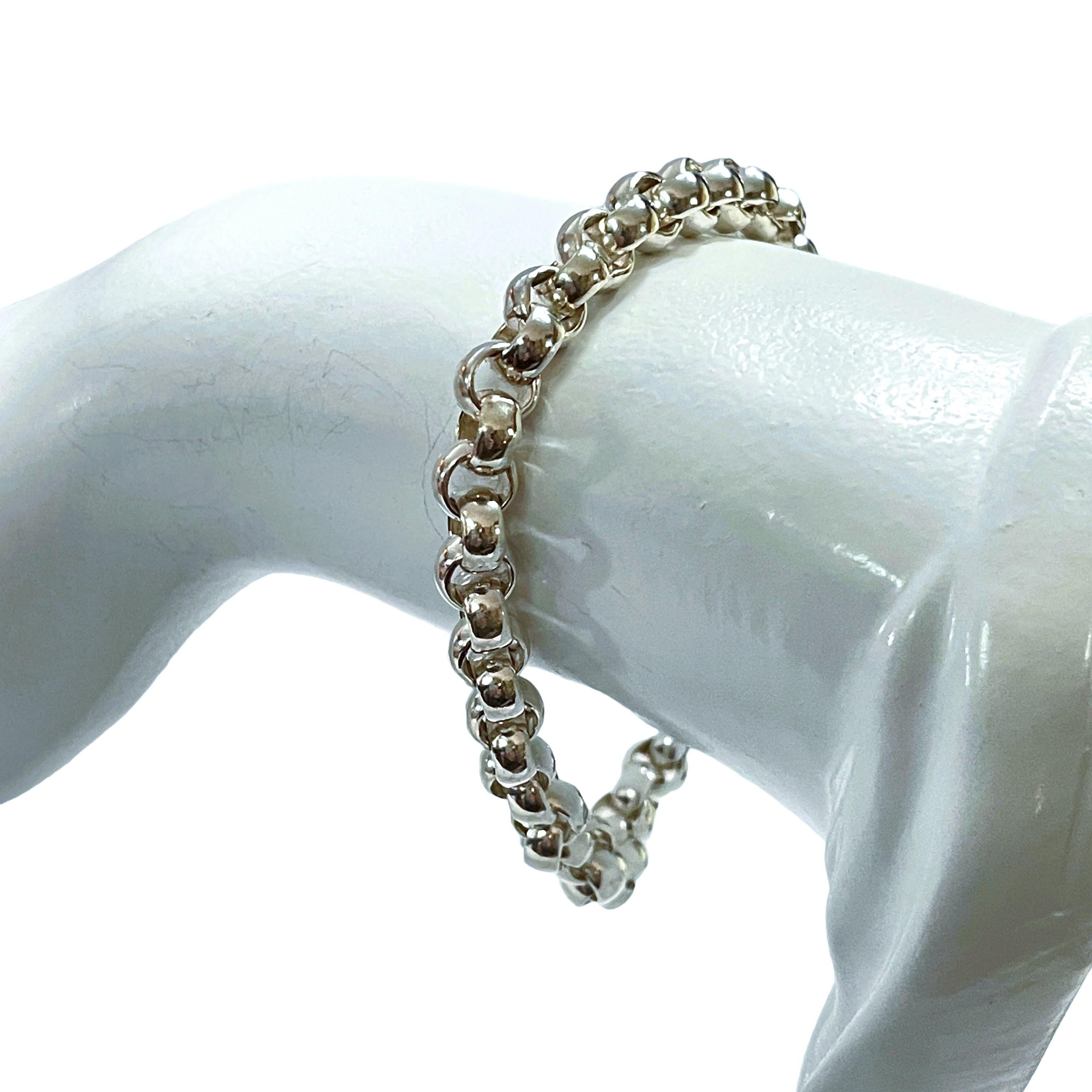 Solid 925 Sterling Silver Rolo Bracelet 7.25 with Large Spring Clasp ...
