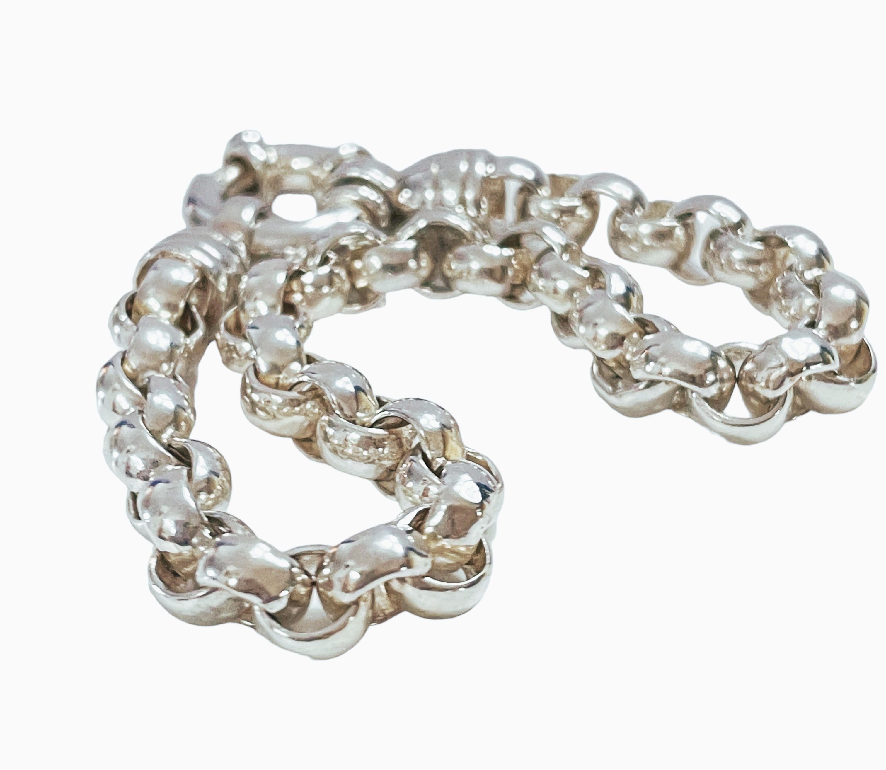 Solid 925 Sterling Silver Rolo Bracelet 7.25 with Large Spring Clasp ...