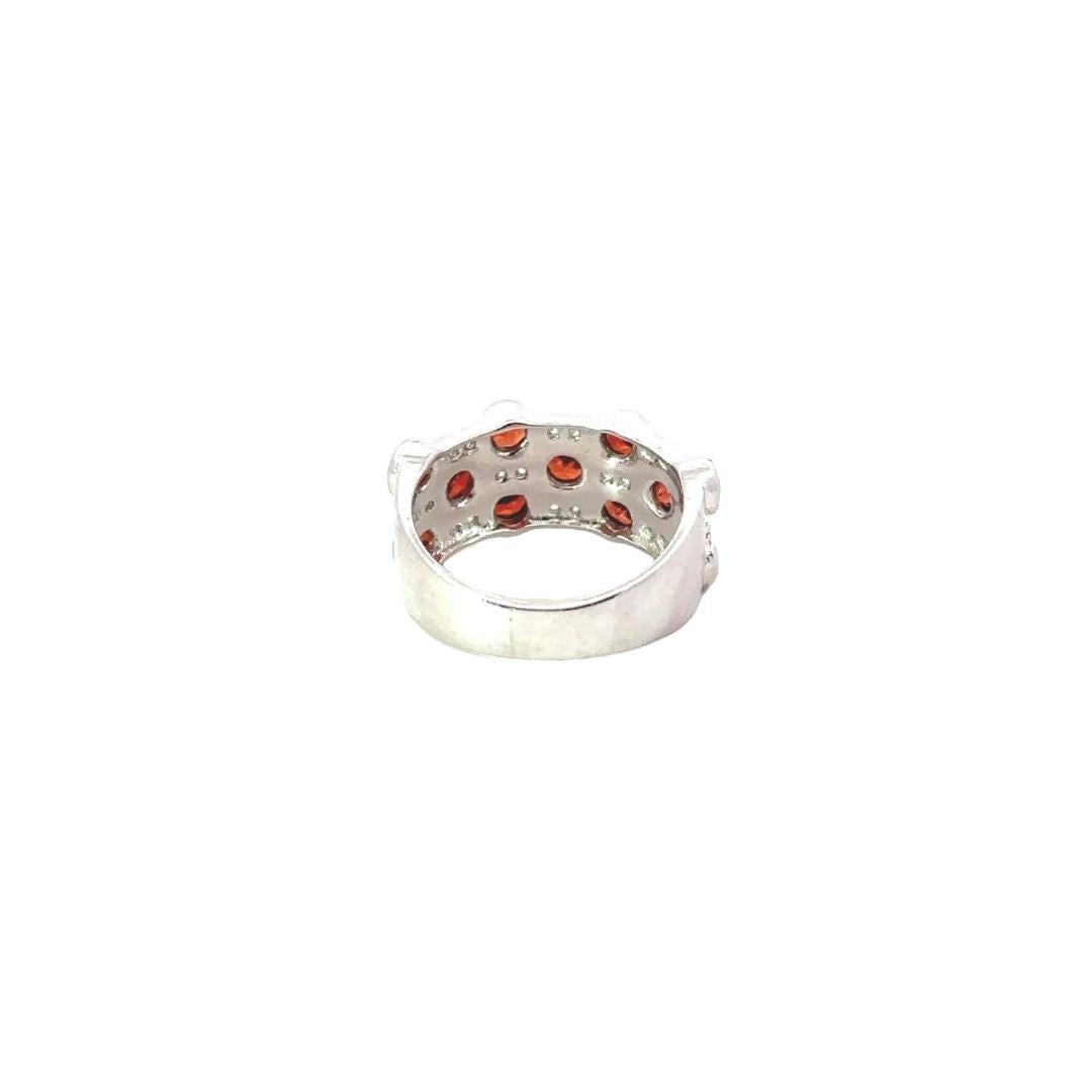 Im Angebot: 925 Sterling Silber Rundschliff Granat Breiter Ehering für Mom Gift Jewelry () 8