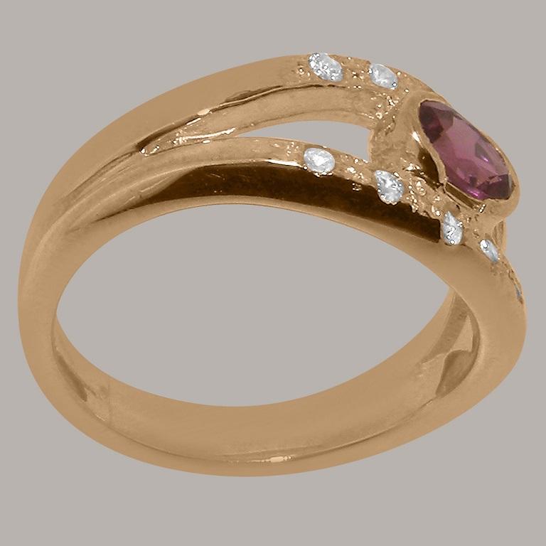 For Sale:  Solid 9ct Rose Gold Natural Pink Tourmaline & Diamond Band Ring, Customizable 4