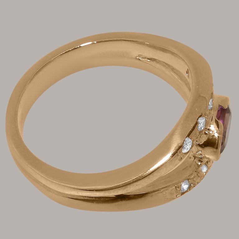For Sale:  Solid 9ct Rose Gold Natural Pink Tourmaline & Diamond Band Ring, Customizable 5
