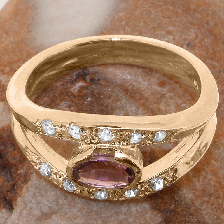 For Sale:  Solid 9ct Rose Gold Natural Pink Tourmaline & Diamond Band Ring, Customizable 7