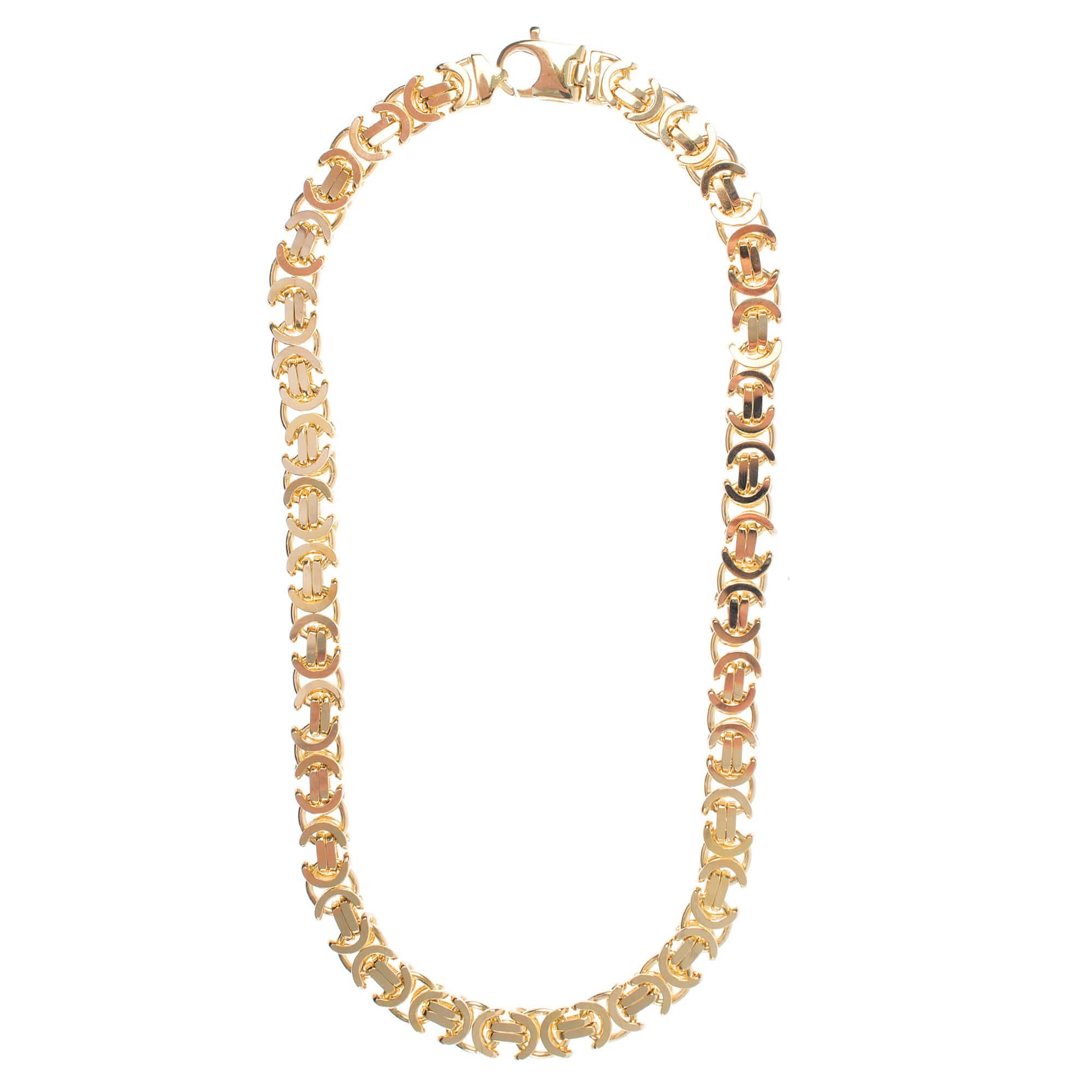 Solid 9ct Yellow Gold 11.2mm Byzantine Chain For Sale 1