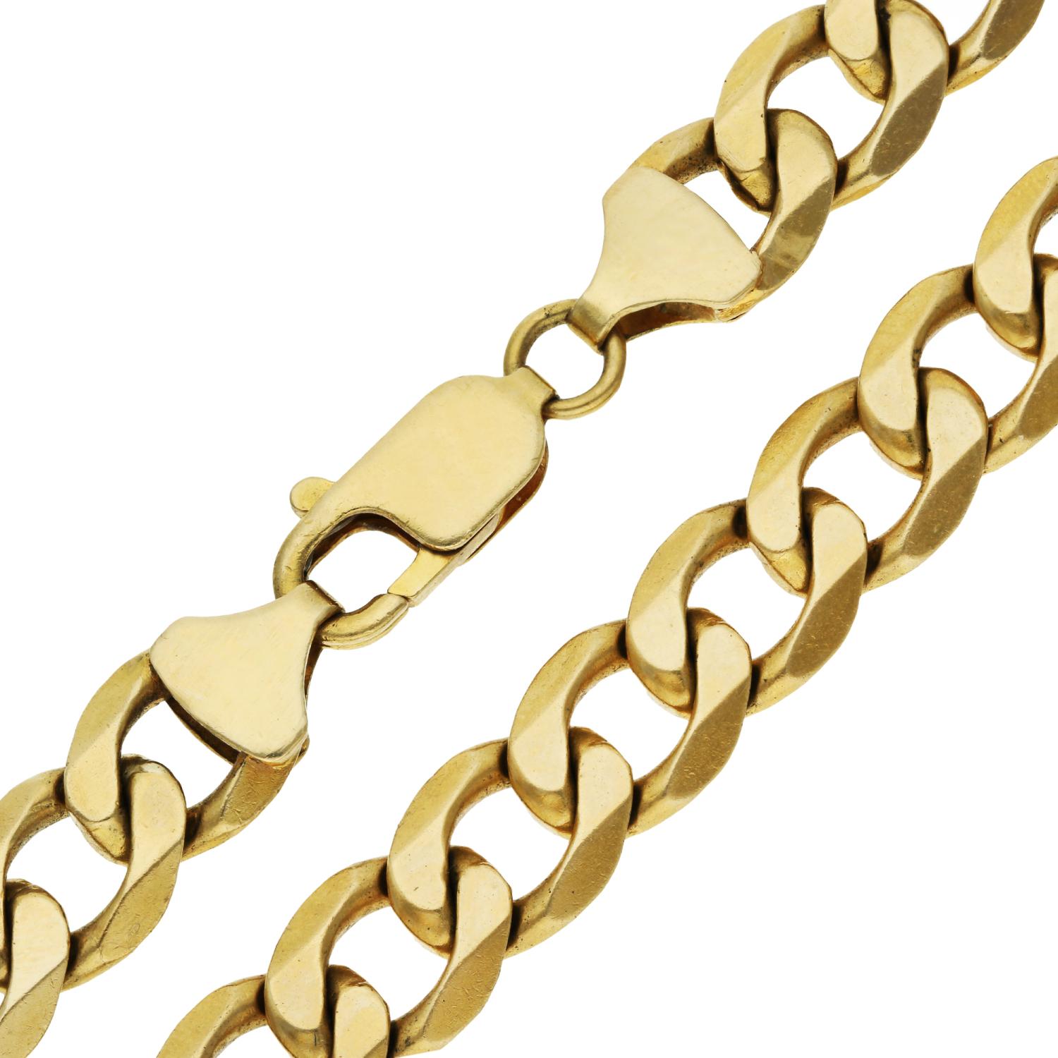 Solid 9ct Yellow Gold 19.5 Inch Metric Curb Chain Necklace - 57.90 Grams In Good Condition For Sale In Birmingham, GB