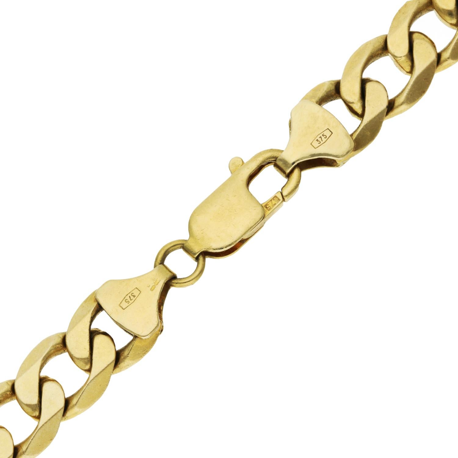 Women's or Men's Solid 9ct Yellow Gold 19.5 Inch Metric Curb Chain Necklace - 57.90 Grams For Sale