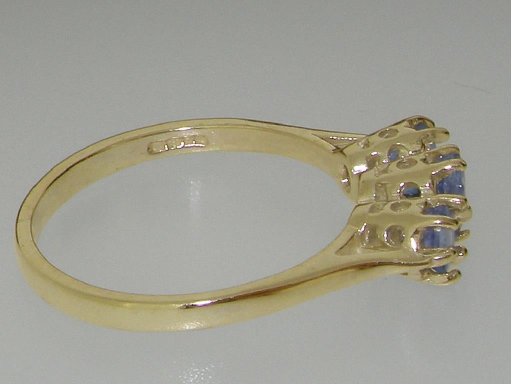 For Sale:  Solid 9ct Yellow Gold Natural Sapphire Womens Trilogy Ring, Customizable 5