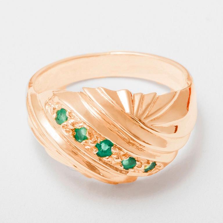 For Sale:  Solid 9K Rose Gold Natural Emerald Art Deco Womens Band Ring, Customizable 4