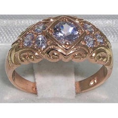 Solid 9K Rose Gold Natural Tanzanite Victorian Anniversary Band Customizable