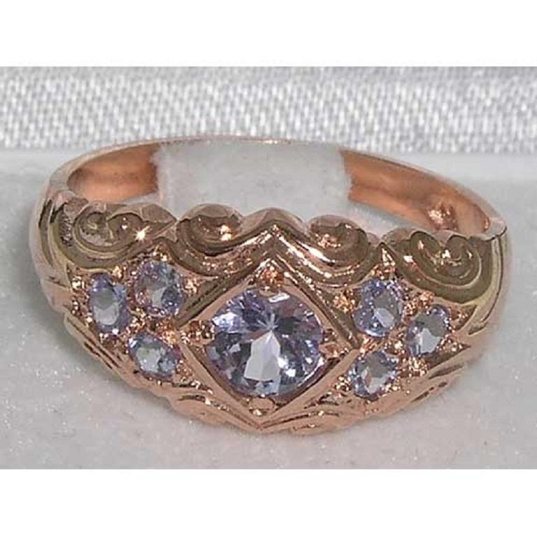 Im Angebot: Solide 9K Rose Gold natürlichen Tansanit viktorianischen Jahrestag Band anpassbar () 3