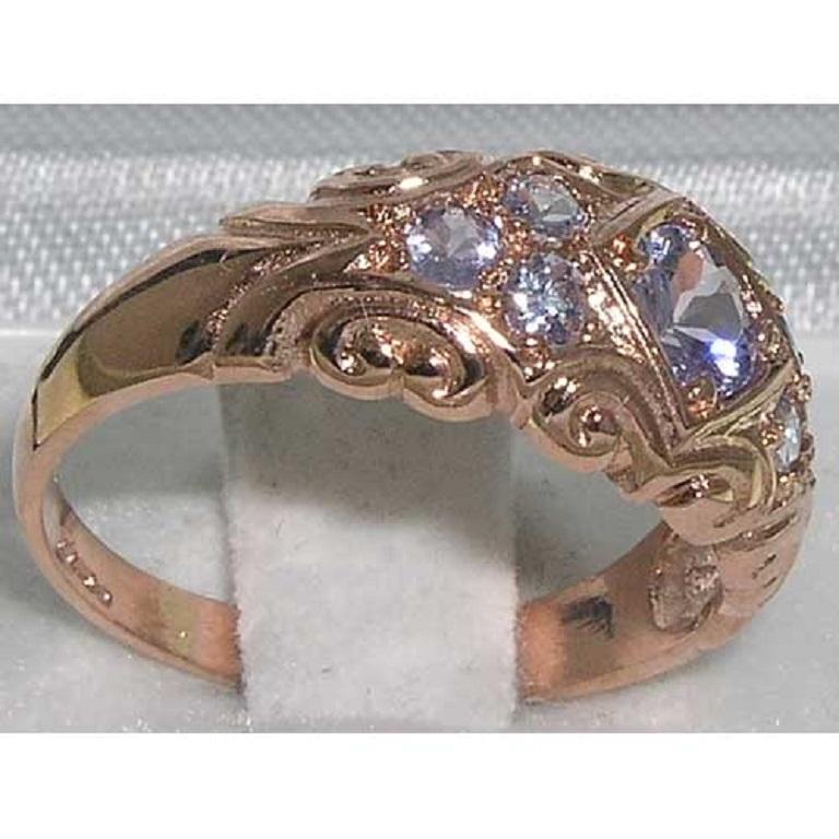 Im Angebot: Solide 9K Rose Gold natürlichen Tansanit viktorianischen Jahrestag Band anpassbar () 4