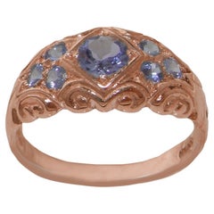 Bracelet d'anniversaire victorien en or rose massif 9K Tanzanite Naturelle Personnalisable