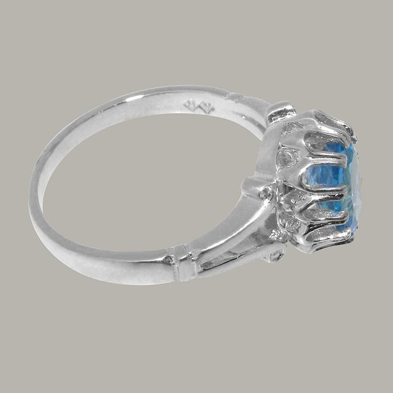 For Sale:  Solid 9k White Gold Natural Blue Topaz Womens Solitaire Ring Customizable 4
