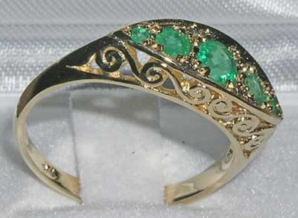 For Sale:  Solid 9K Yellow Gold Natural Emerald English Victorian Style Ring Customizable 3