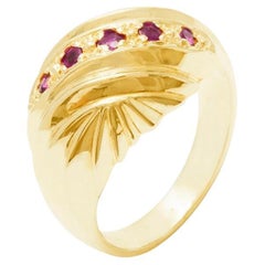Anello da donna in oro giallo massiccio 9K con rubino naturale Personalizzabile