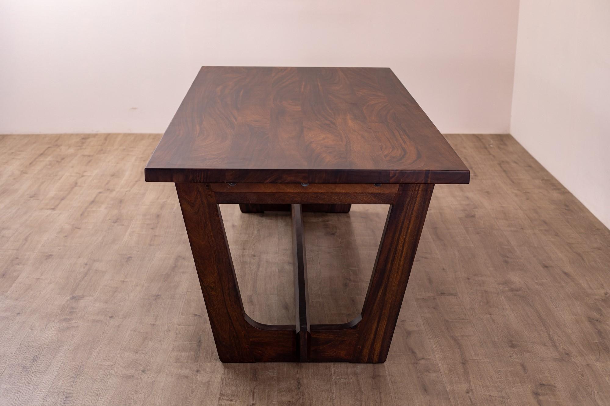 Hand-Crafted Solid Acacia Hand Crafted Modern Trestle Dining Table For Sale