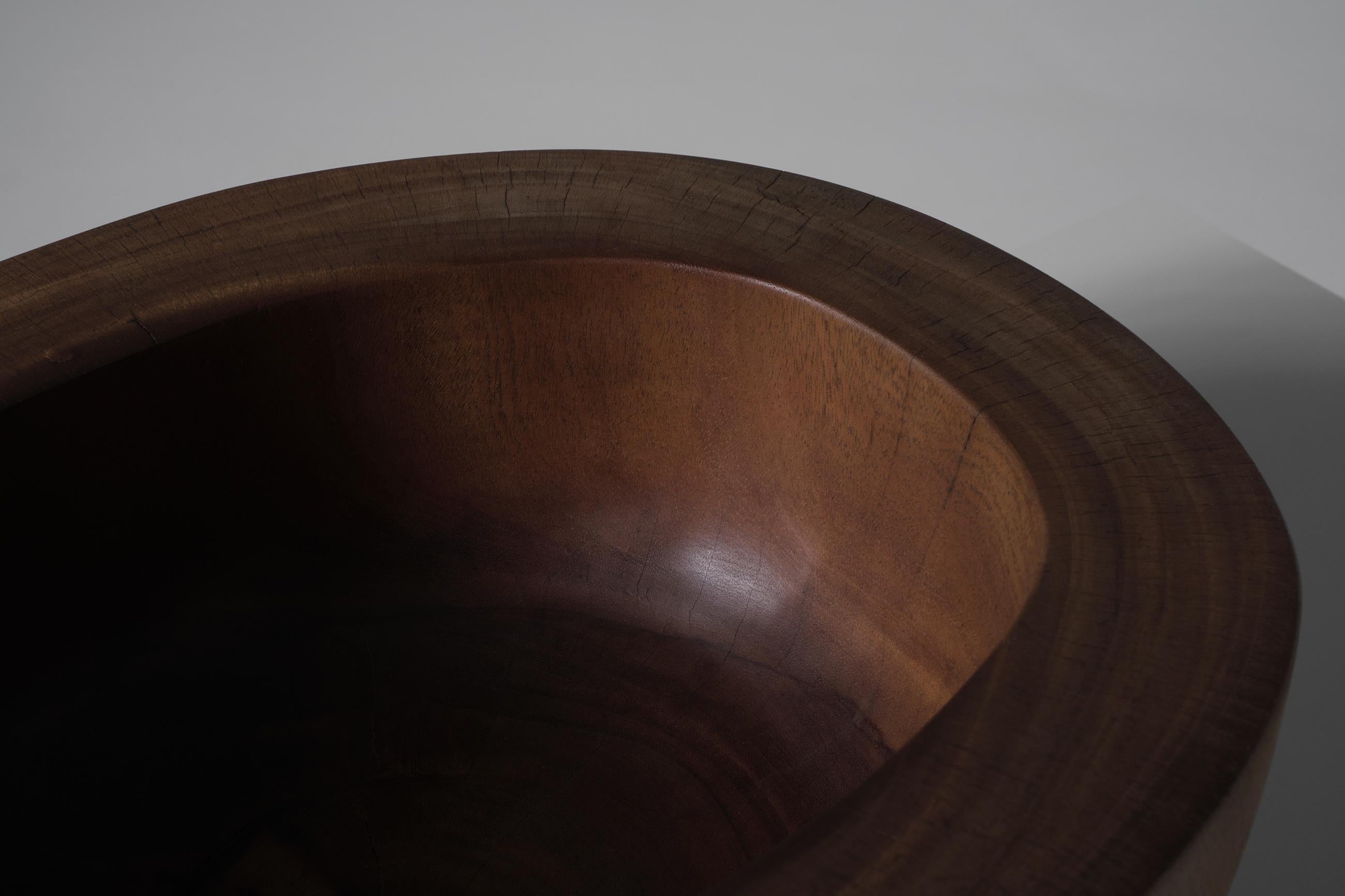 Solid Acajou Wooden Bowl, 1970s For Sale 4