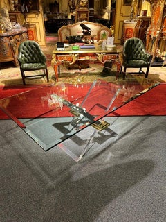 Solid Acrylic Designer Dining Table with Solid Glass Top