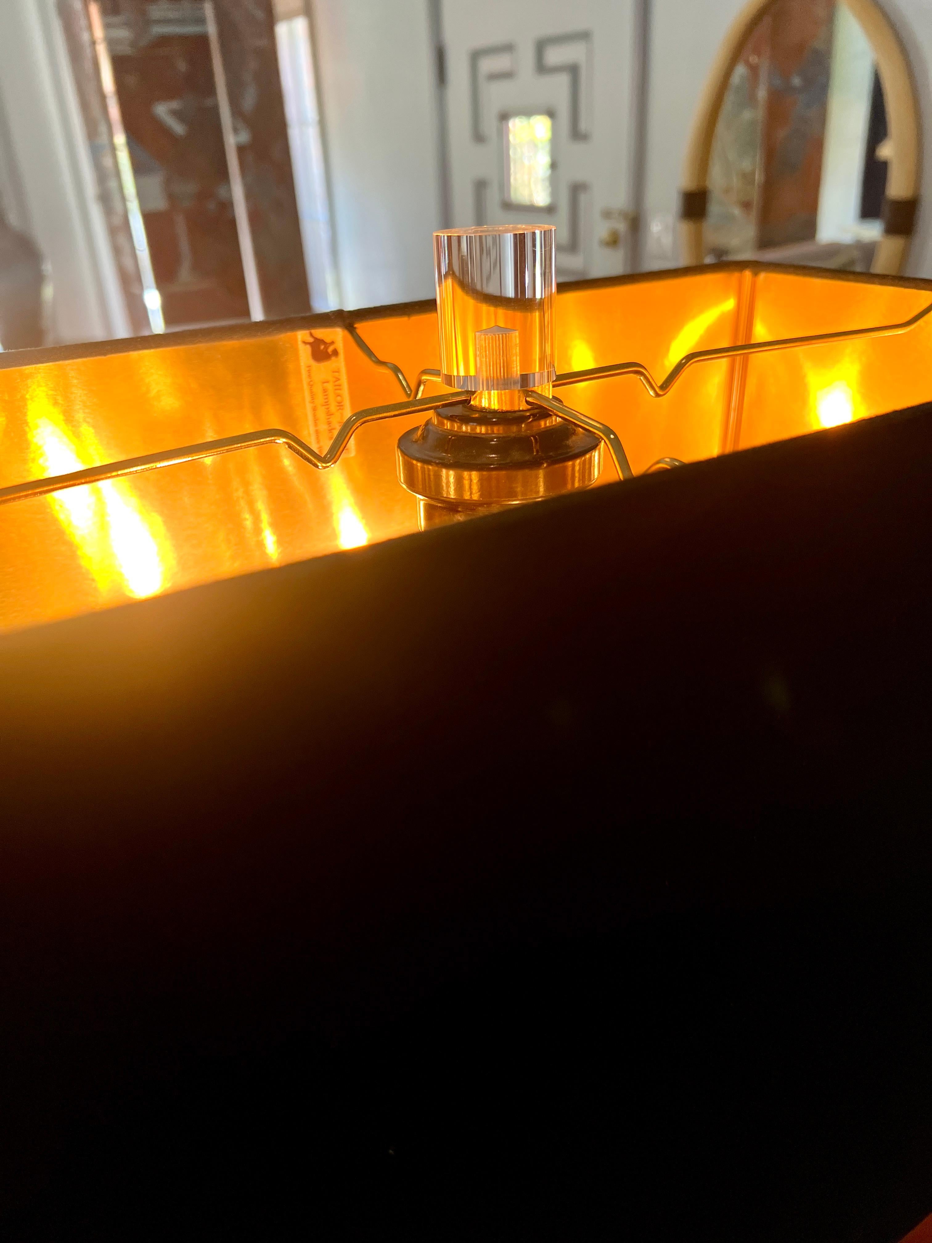 Solid Acrylic Lucite Table Lamp with Chrome Cap and Hardware after Karl Springer For Sale 4