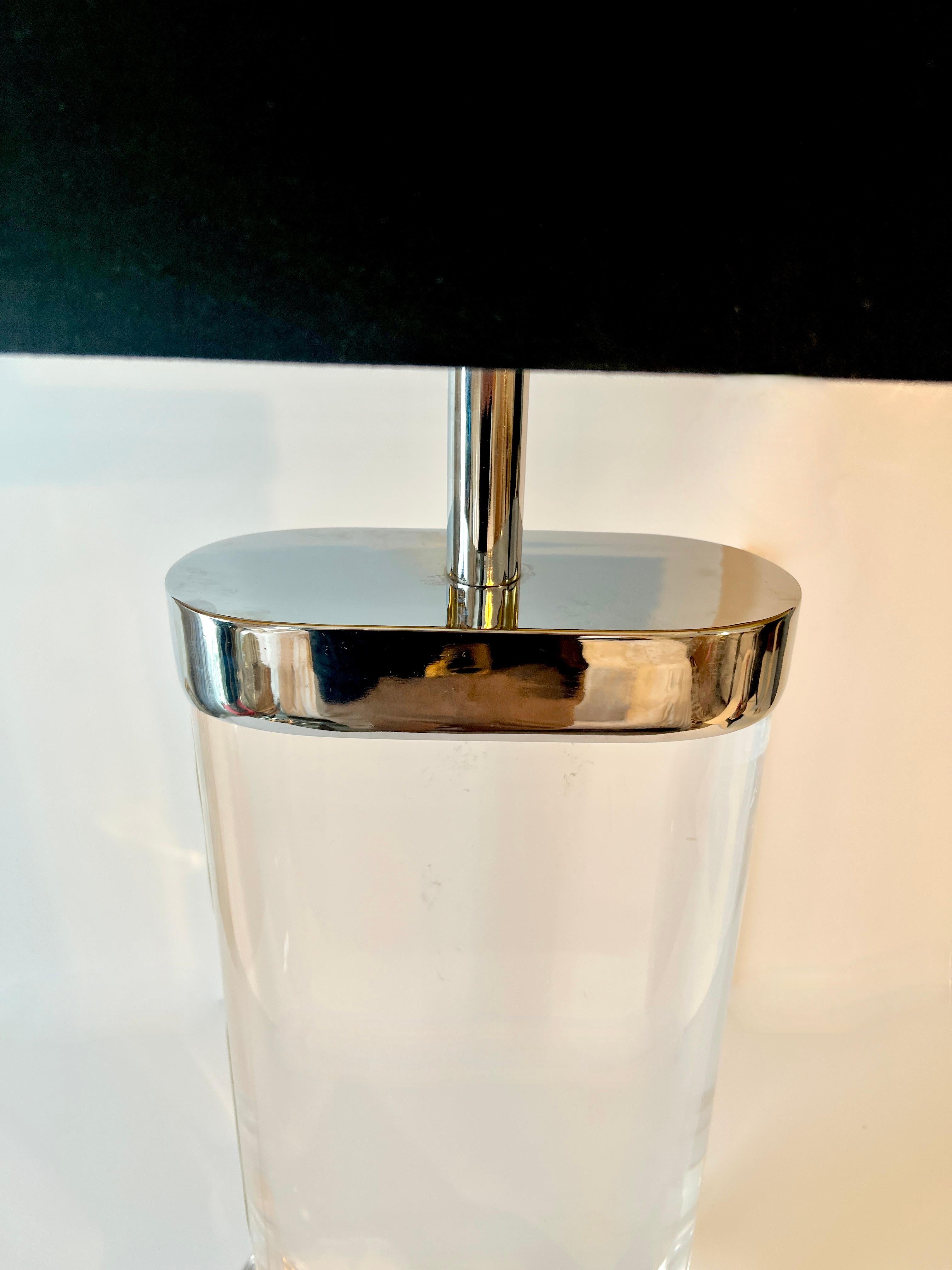 Hand-Crafted Solid Acrylic Lucite Table Lamp with Chrome Cap and Hardware after Karl Springer For Sale