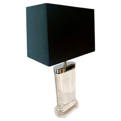 Solid Acrylic Lucite Table Lamp with Chrome Cap and Hardware after Karl Springer