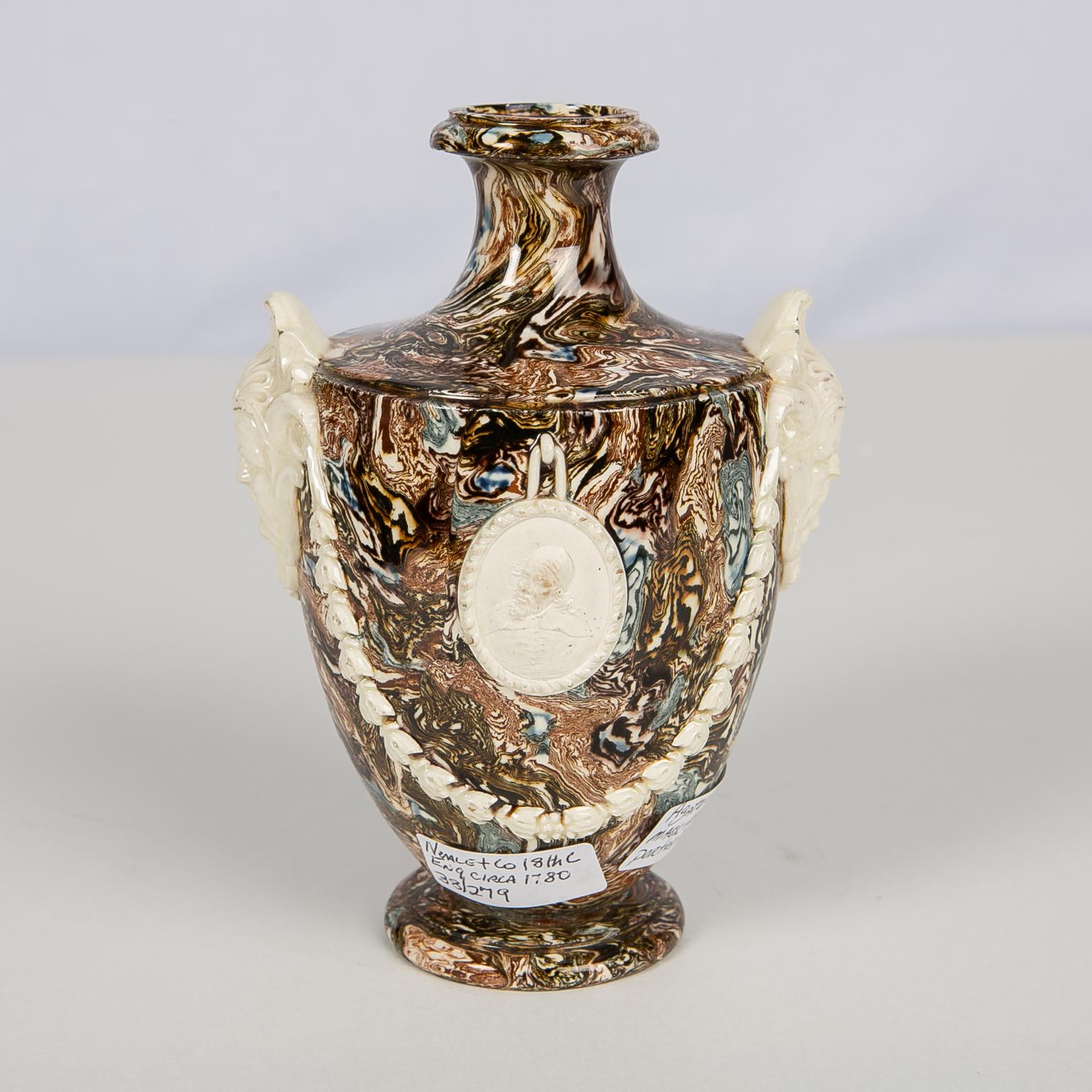 Solid Agateware Vase 18th Century Made by Neale & Co. 3