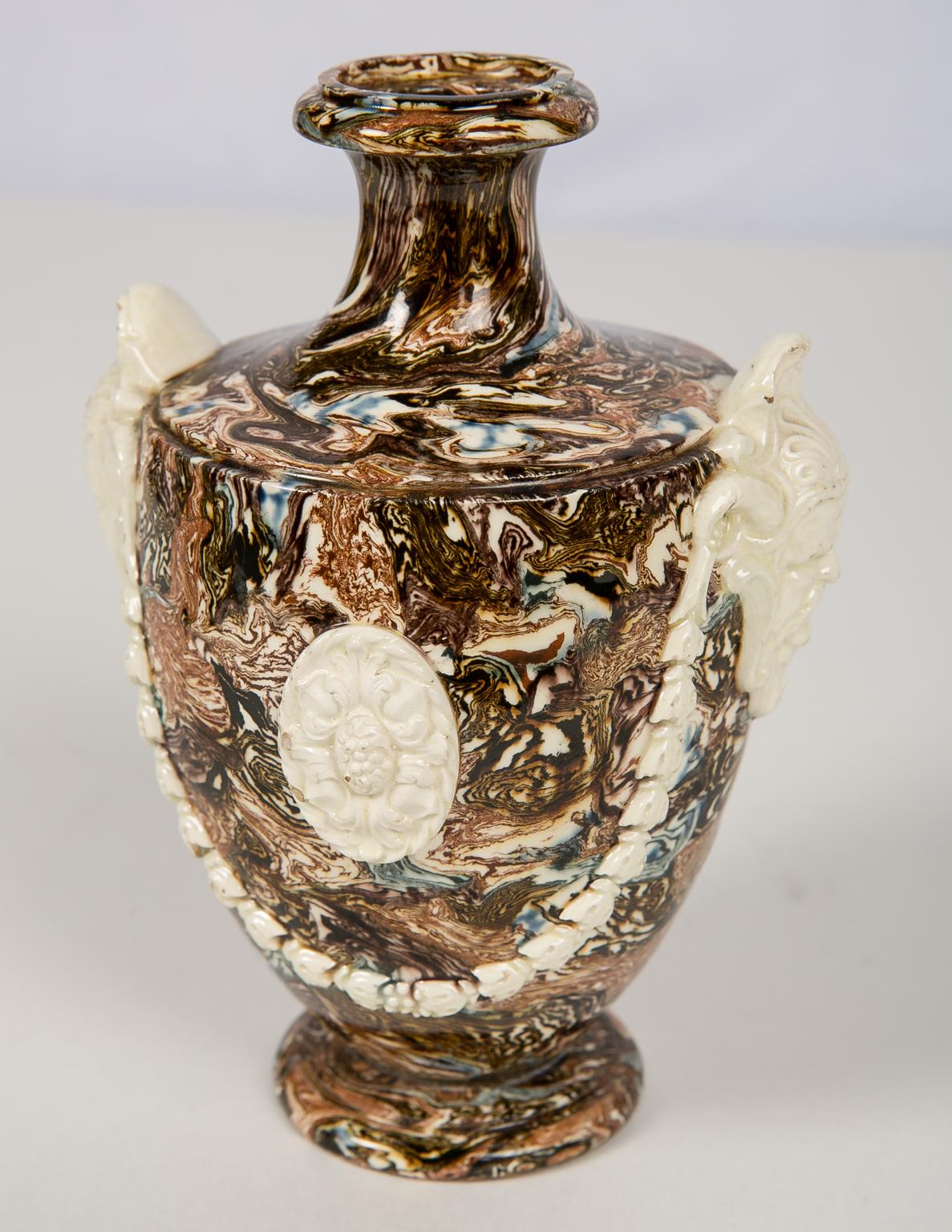 English Solid Agateware Vase 18th Century Made by Neale & Co.