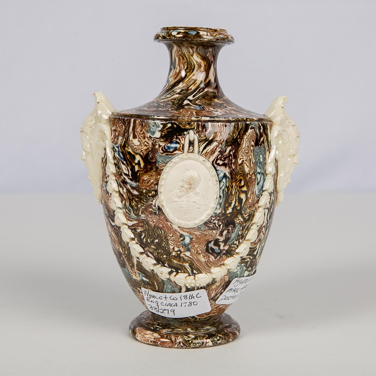 Glazed Solid Agateware Vase 18th Century Made by Neale & Co.