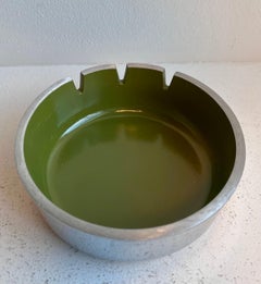 Solid Aluminum Ashtray with Moss Green Interior, circa 1970's