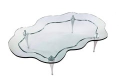 Coffee Table With Glass Top And Polished Aluminum Base