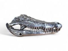 Solid Aluminum Crocodile Head Sculpture