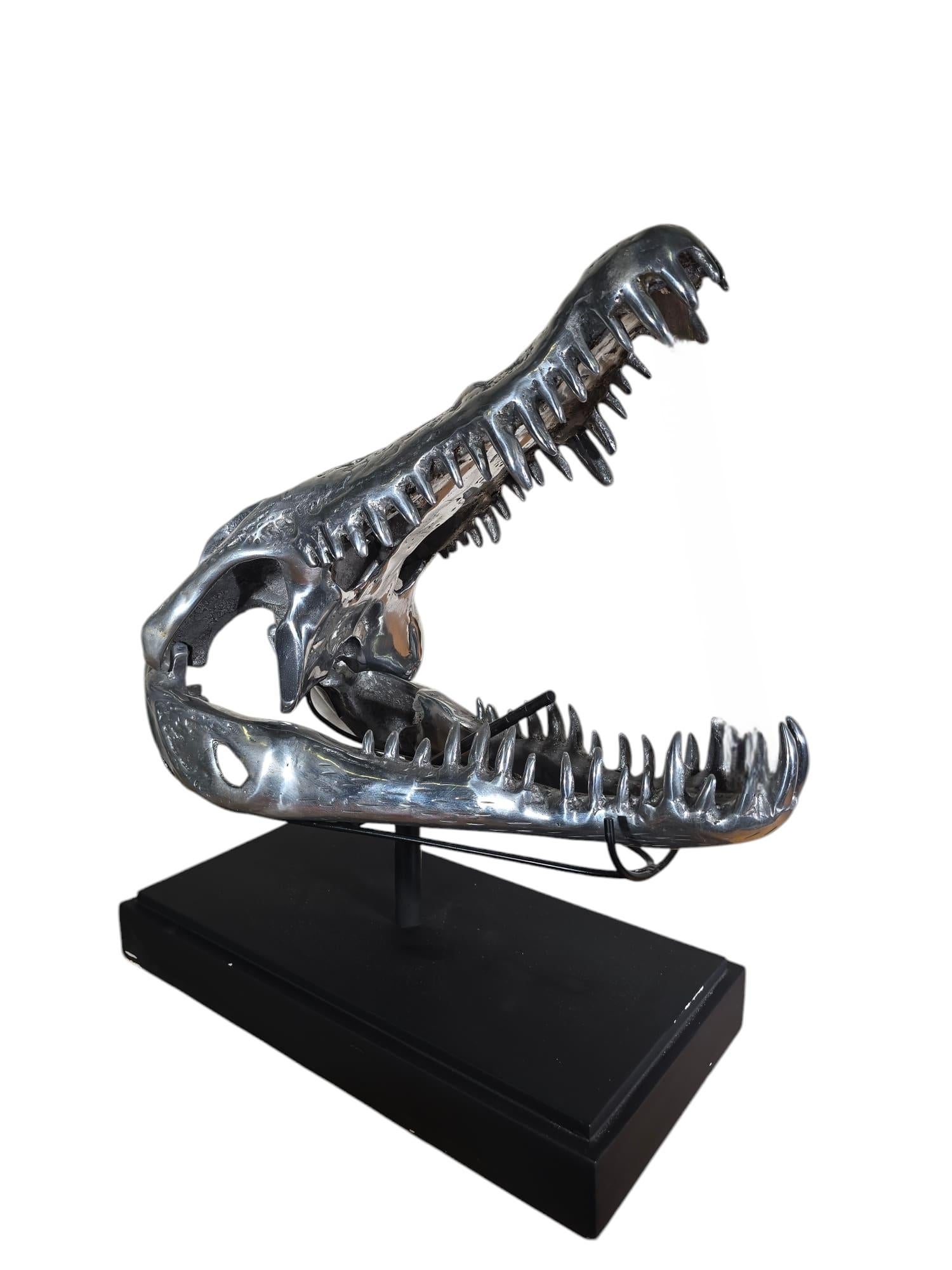 Solid Aluminum Crocodile Head Sculpture For Sale 5