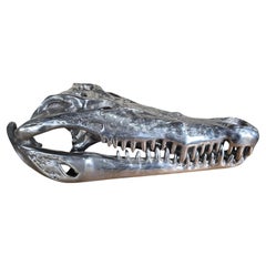 Tête de crocodile sculptée en aluminium massif