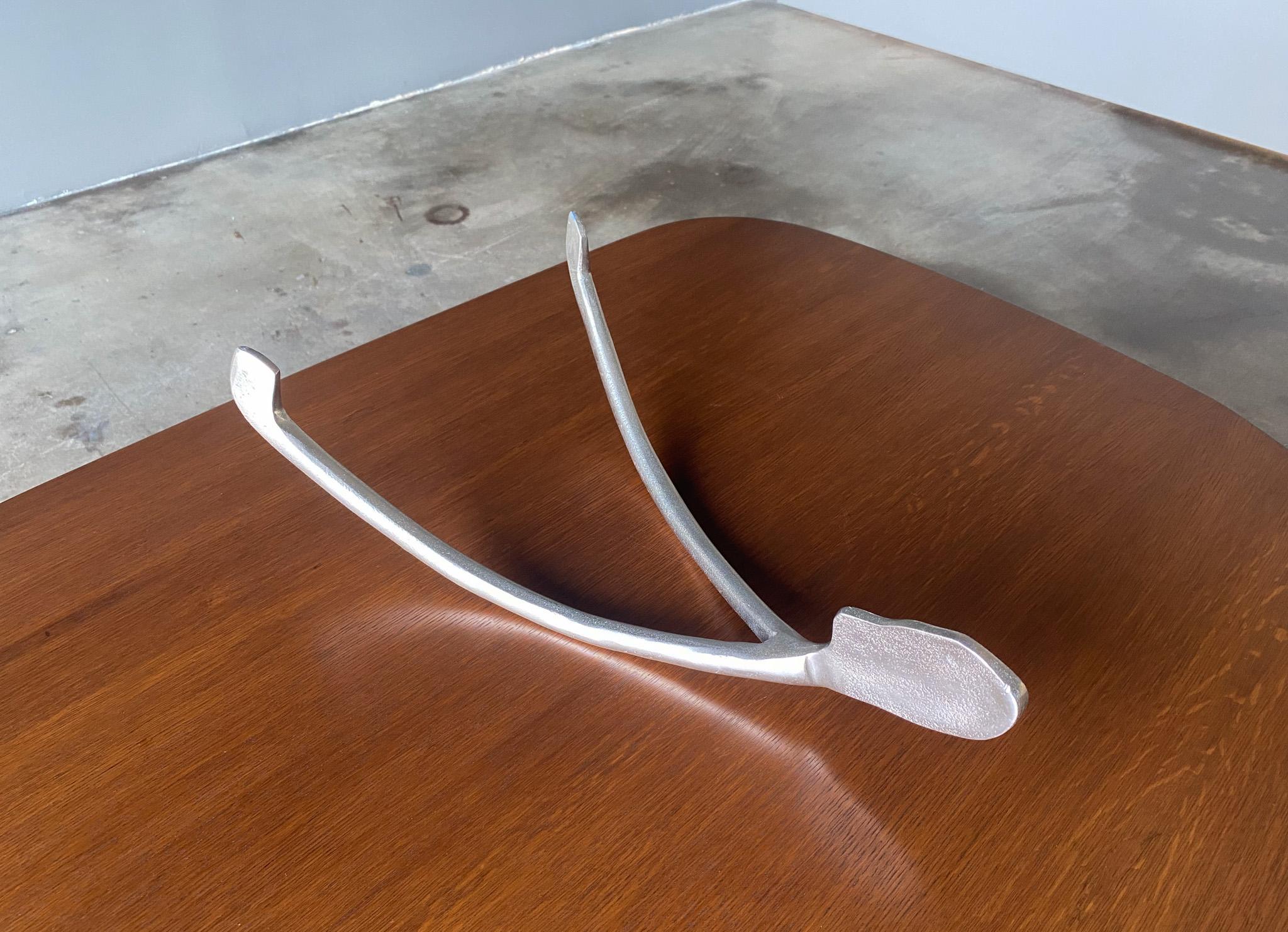 Solid Aluminum Wishbone Sculpture, 20th Century. 
