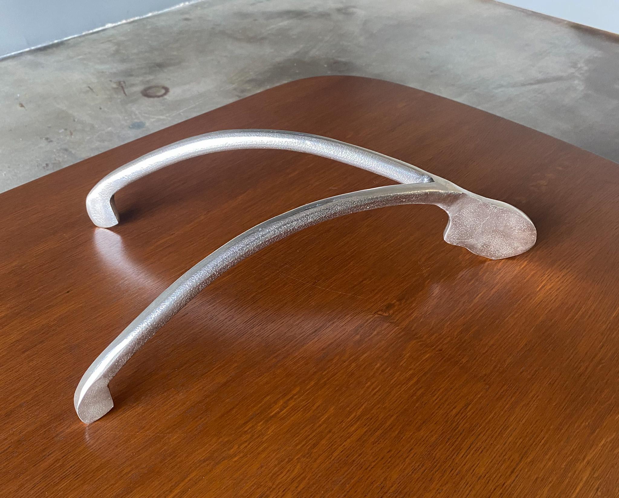 Mid-Century Modern Solid Aluminum Wishbone Sculpture, 20th Century