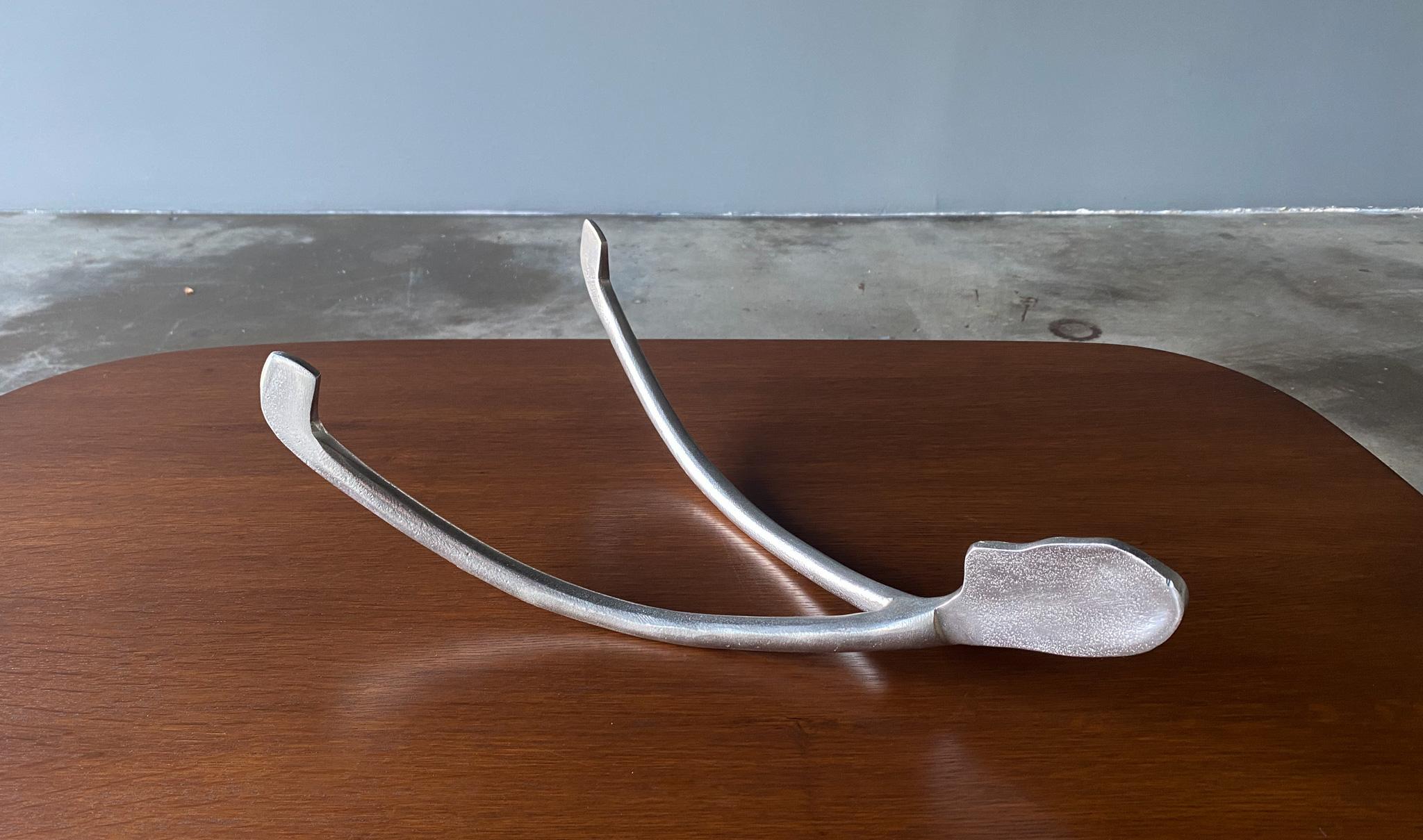 Solid Aluminum Wishbone Sculpture, 20th Century 4