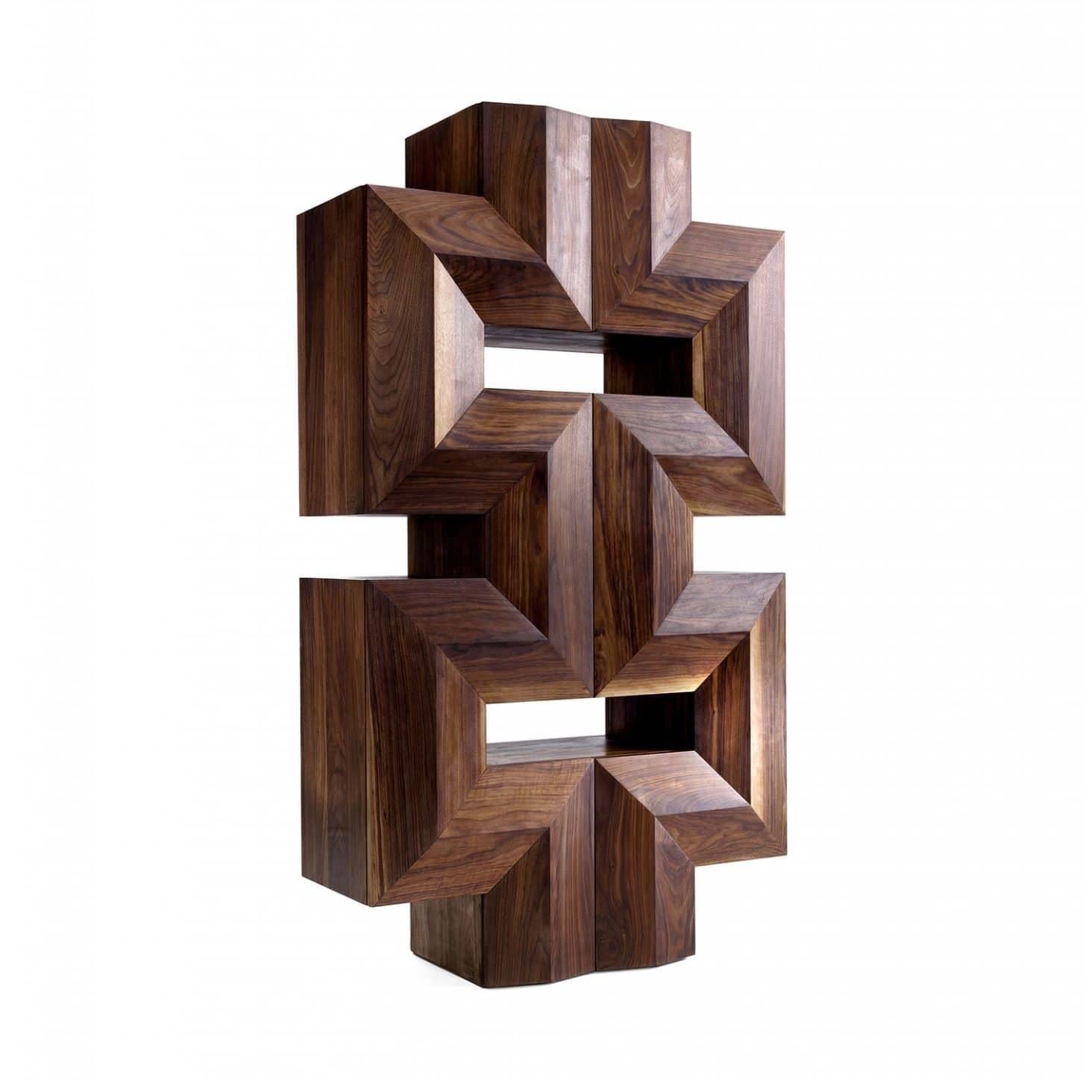Contemporary Solid American Walnut Cabinet with Five Drawers