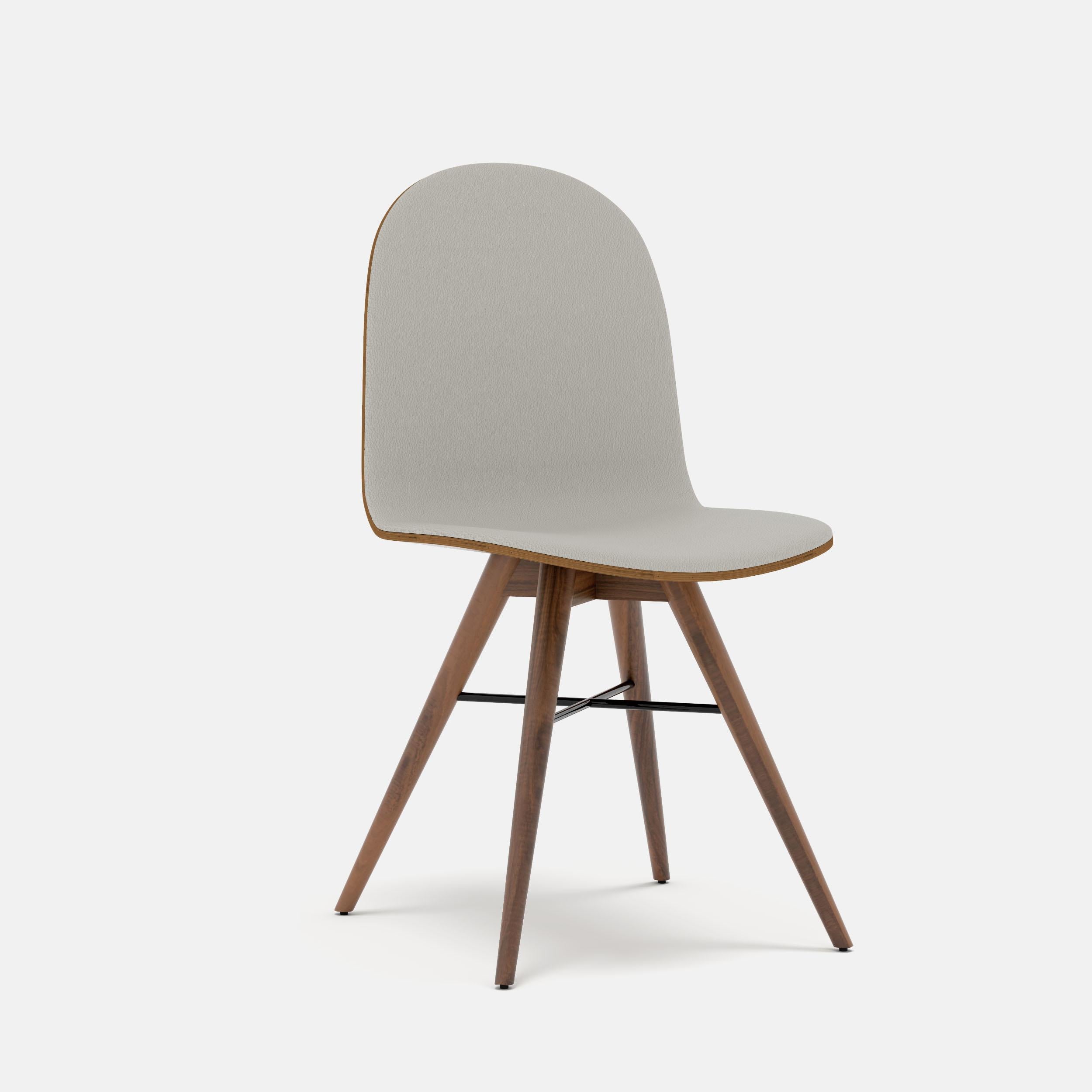 Solid American walnut contemporary chair by Alexandre Caldas
Dimensions: W 40 x D 40 x H 80 cm
Materials: American walnut 100% solid wood, fabric

Structure available in beech, ash, oak, mix wood
Seat available in fabric, leather, cork
