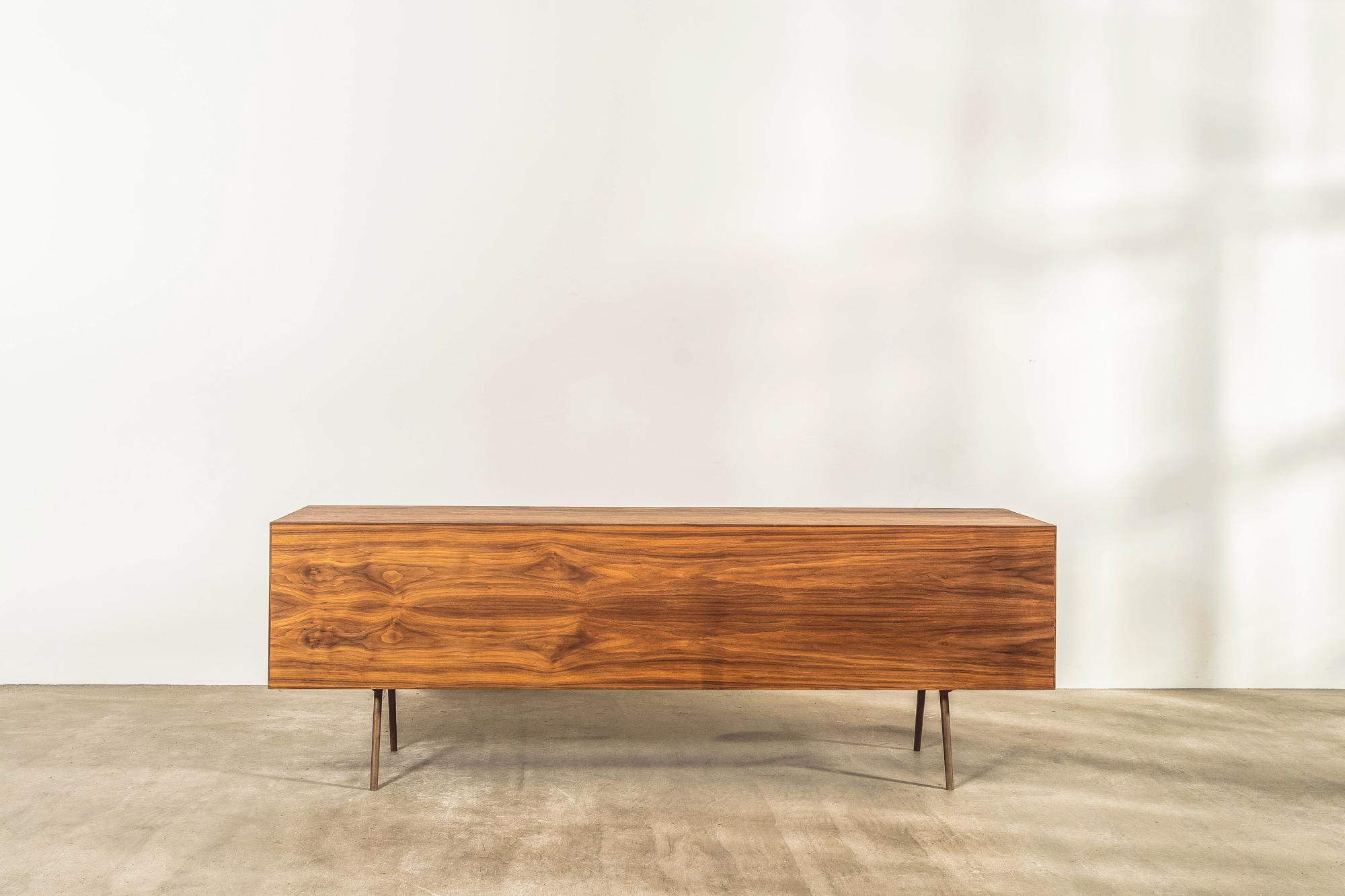 American Black Walnut Sideboard with Brass Underframe by Benchmark For Sale 3