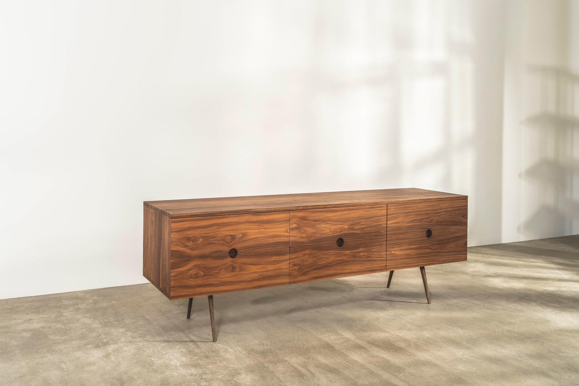 American Black Walnut Sideboard with Brass Underframe by Benchmark For Sale 1