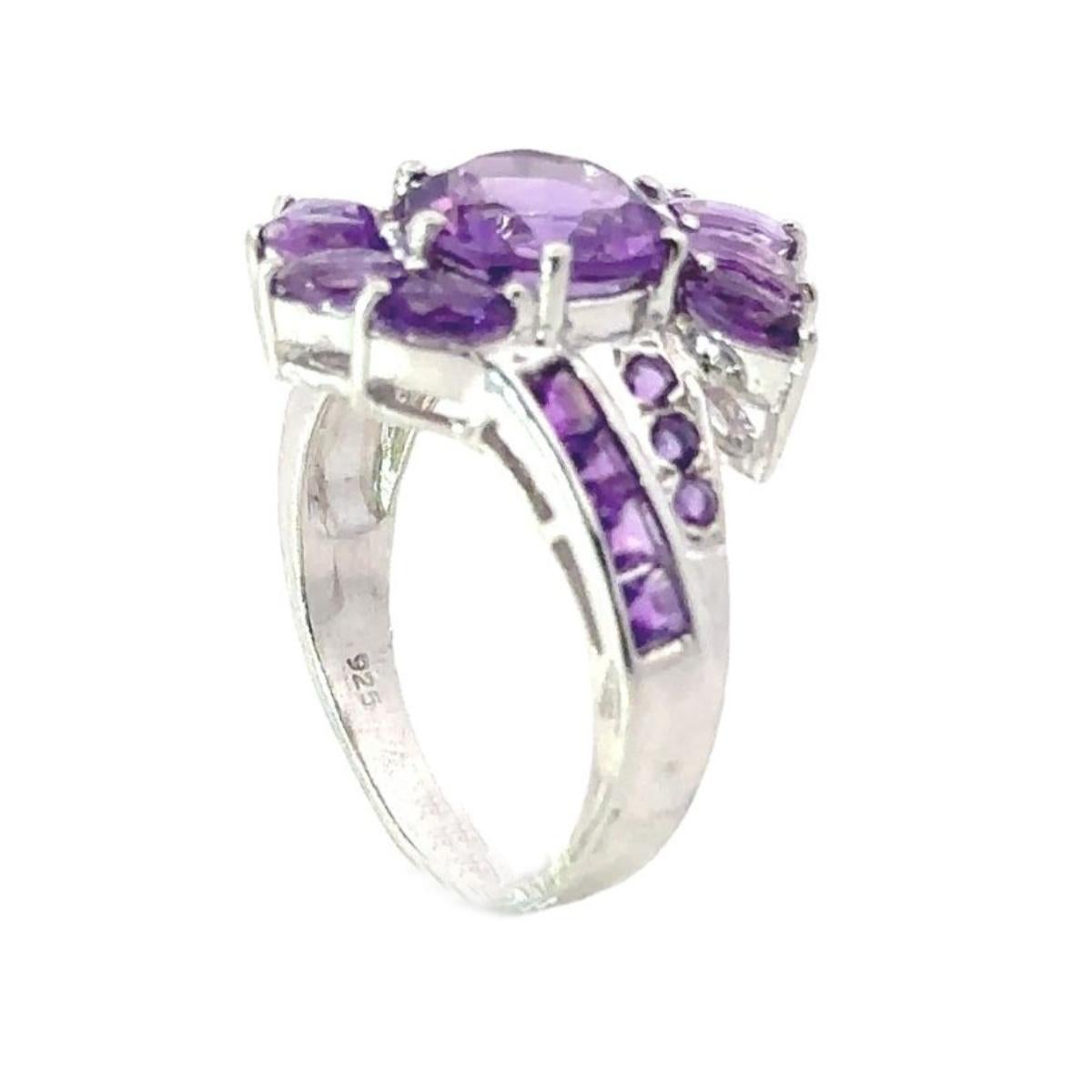 En venta: Anillo de cóctel con amatista maciza para regalo de boda en plata esterlina  9