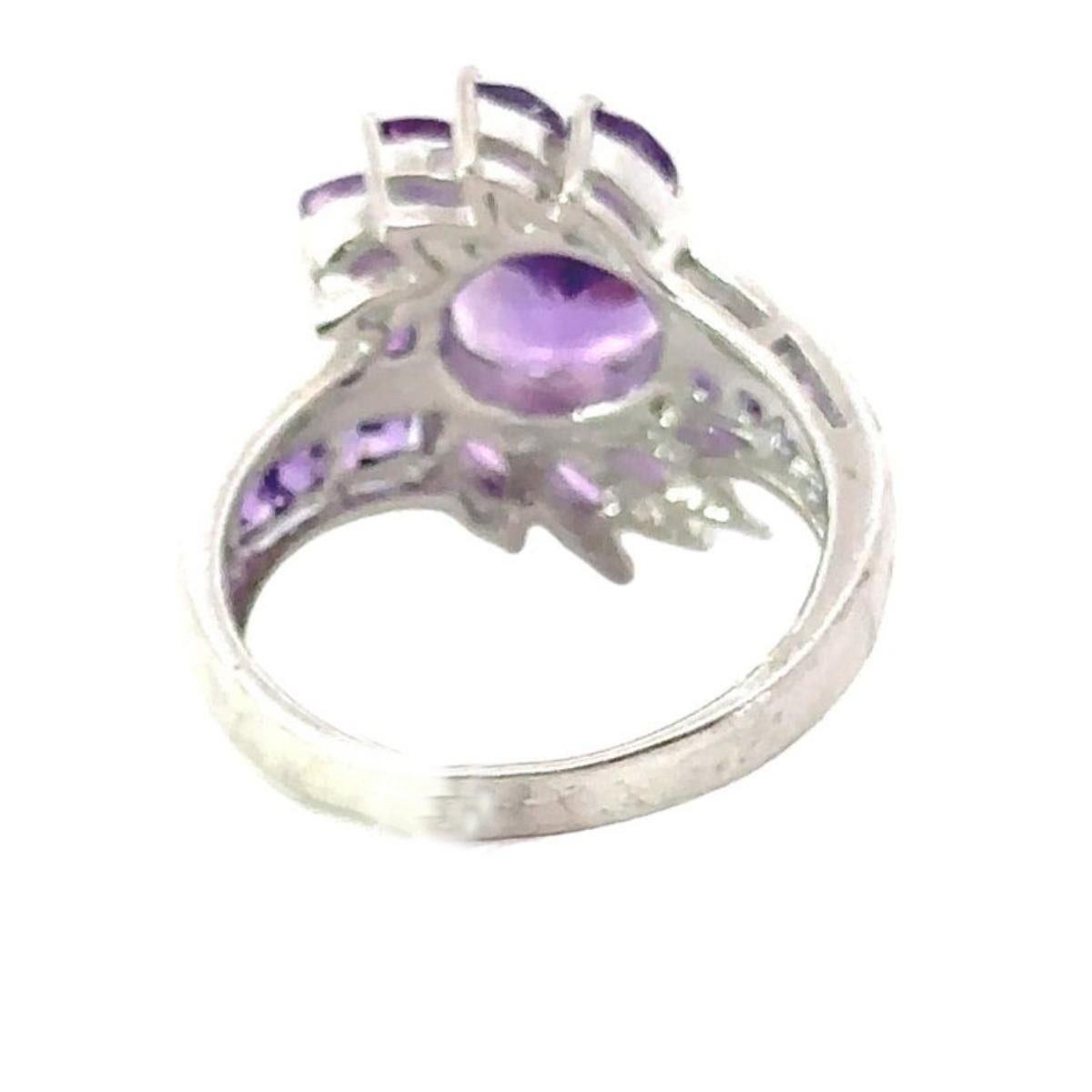 For Sale:  Solid Amethyst Birthstone Cocktail Ring for Wedding Gift Set in Sterlng Silver 6