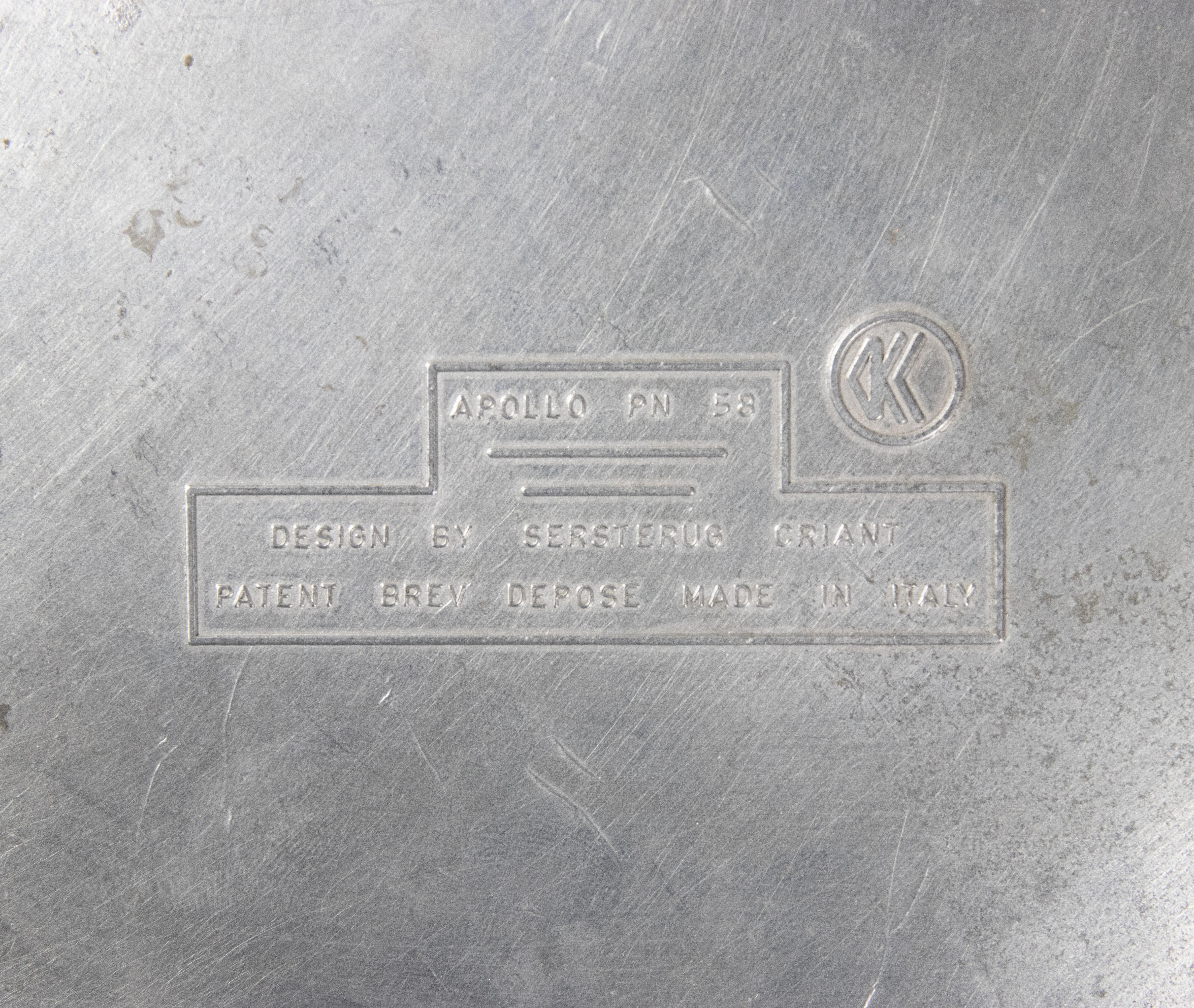 Mid-20th Century Solid and Machined Aluminum Apollo PN58 Ashtray by Sersterug Criant, 1960s For Sale