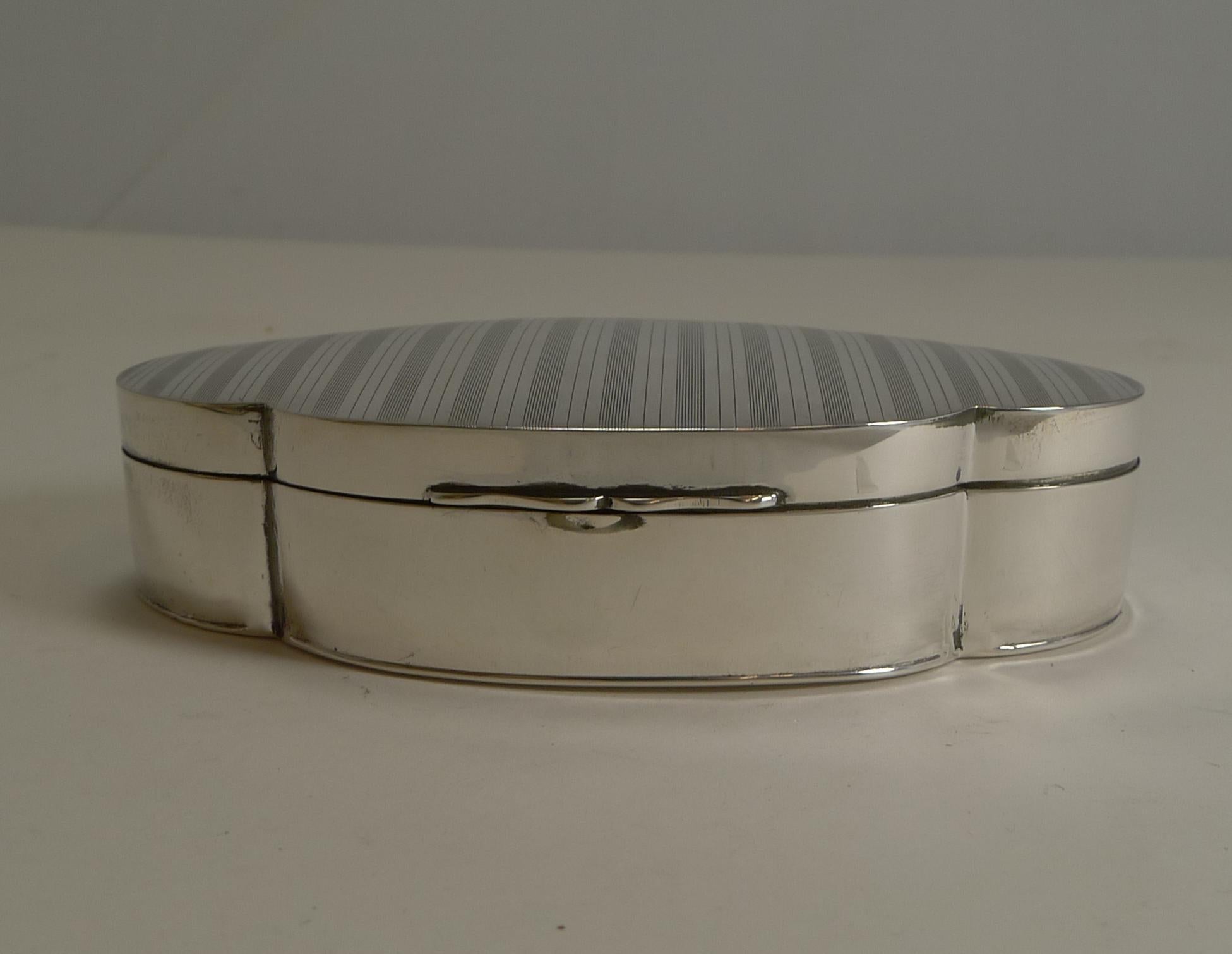 Solid Antique English Shaped Sterling Silver Box, 1918 2