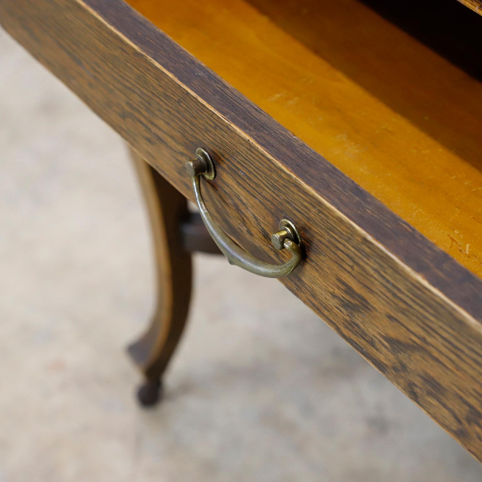 Industrial Solid Antique Oak Writing Table, circa 1920 For Sale