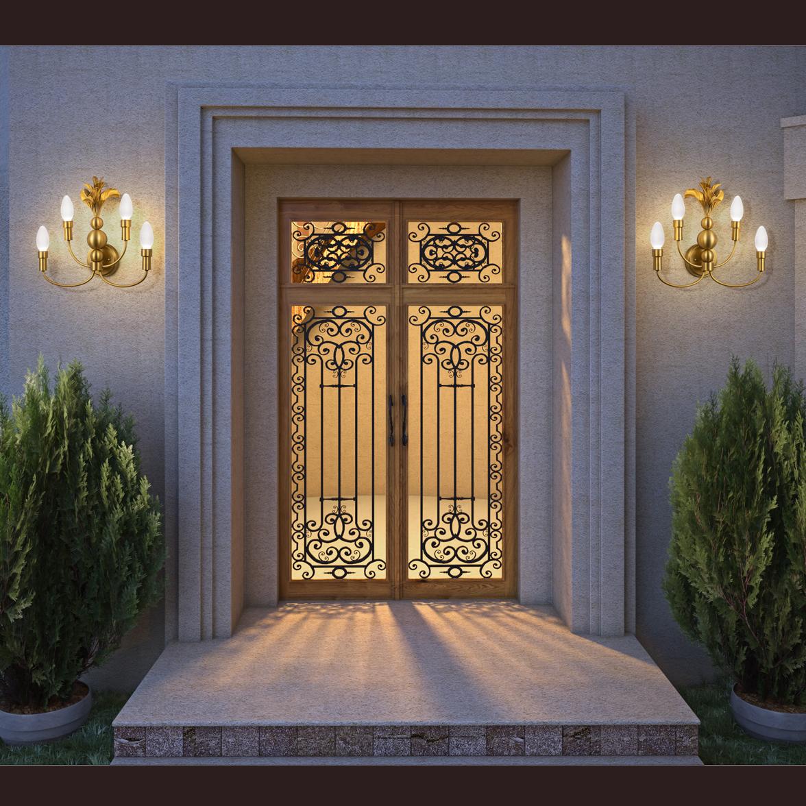 Metalwork Solid Antiqued Brass Maluhia Outdoor Wall Sconce by Elisterno For Sale