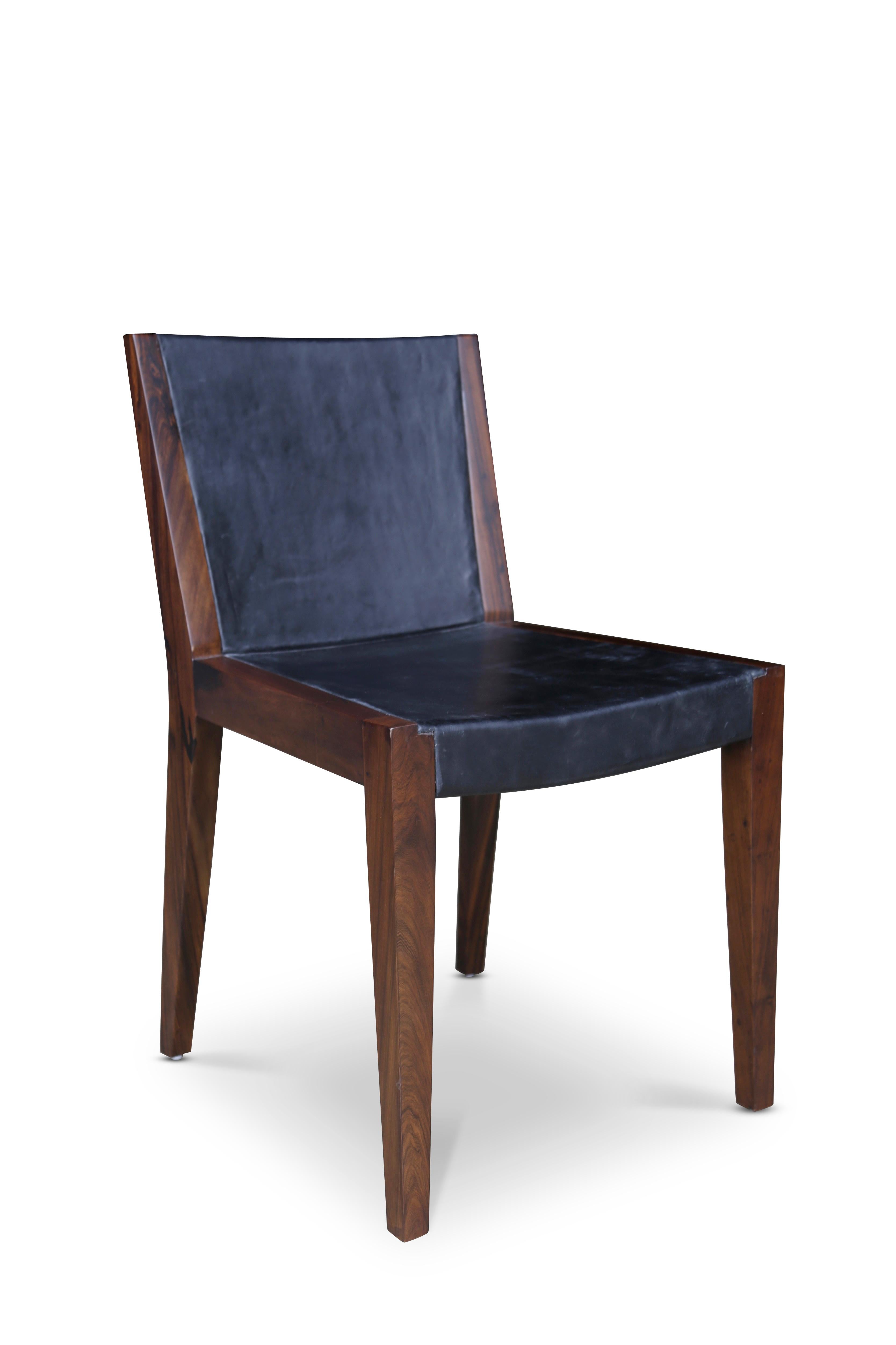 Solid Argentine Rosewood and Leather Dining Chair from Costantini, Giovanni  In New Condition For Sale In New York, NY
