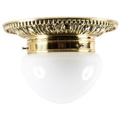 Solida lampada da soffitto Art Deco con paralume in vetro originale Vienna, anni '20 circa