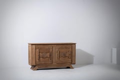 Solid Art Deco Oak Sideboard, Charles Dudouyt, France, 1930s