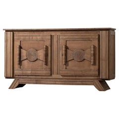 Solid Art Deco Oak Sideboard, Charles Dudouyt, France, 1930s